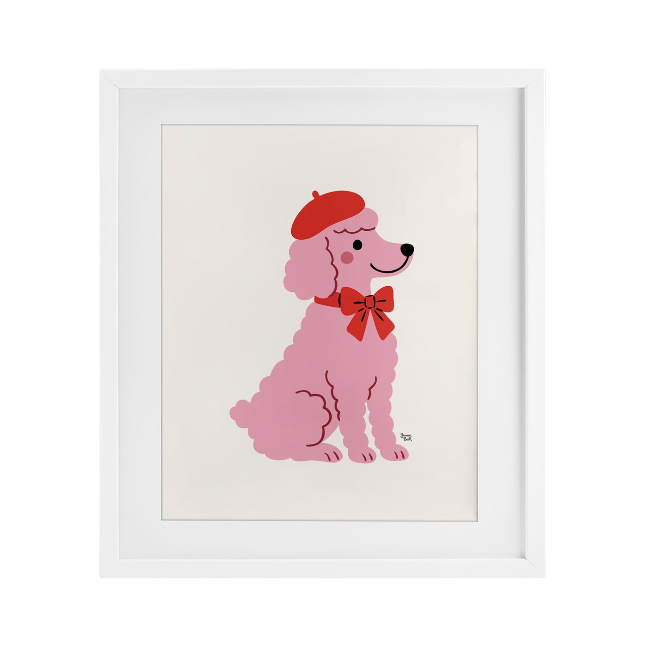 Stupell Industries French Poodle in Beret Framed Print Under Glass, design by Jessica Beck